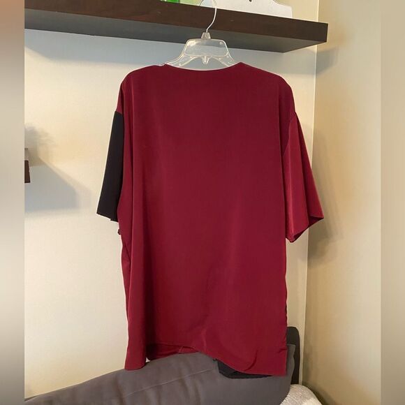 Vintage Maroon and Black Button Up Abstract 80s Shirt Size 22 - Picture 2 of 7